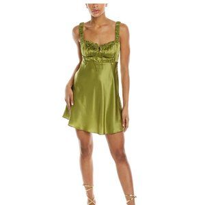 NICHOLAS - Simie silk mini dress, olive green, S